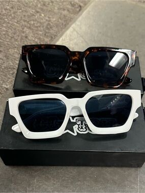 Chunky White & Tortoiseshell Square Sunglasses - Bold Retro Frames